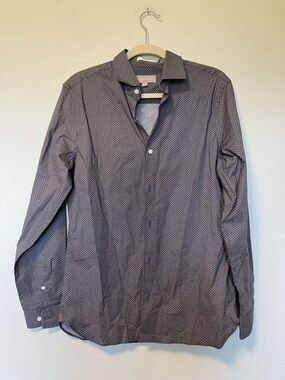Ted Baker Men's Navy Micro-Pattern Dress Shirt